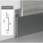 Профиль-плинтус алюминиевый напольный для стеновых панелей 4 мм серый 6091-88 от KBOOS Профиль-плинтус алюминиевый напольный для стеновых панелей 4 мм серый 6091-88 от KBOOS