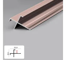 Профиль угловой внешний алюминиевый для панелей 8 мм розовое золото 5903-88 Профиль угловой внешний алюминиевый для панелей 8 мм розовое золото 5903-88