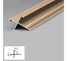 Профиль угловой внешний алюминиевый для панелей 8 мм латунь 5933-88 Профиль угловой внешний алюминиевый для панелей 8 мм латунь 5933-88