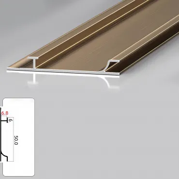 Профиль плинтус напольный алюминиевый для панелей 6 мм латунь 6003-88 Профиль плинтус напольный алюминиевый для панелей 6 мм латунь 6003-88