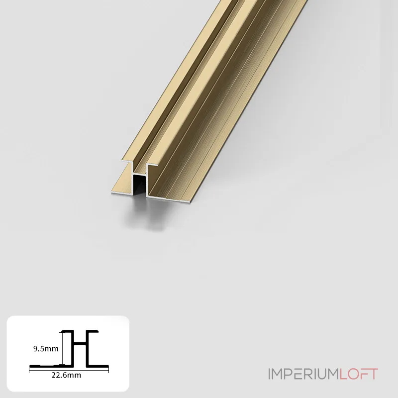 Профиль соединительный алюминиевый для панелей 9 мм золотой 5813-88 от KBOOS Профиль соединительный алюминиевый для панелей 9 мм золотой 5813-88 от KBOOS