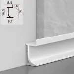 Теневой профиль-плинтус алюминиевый для панелей 8 мм белый 6124-88 от KBOOS Теневой профиль-плинтус алюминиевый для панелей 8 мм белый 6124-88 от KBOOS