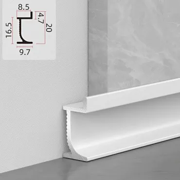 Теневой профиль-плинтус алюминиевый для панелей 8 мм белый 6124-88 Теневой профиль-плинтус алюминиевый для панелей 8 мм белый 6124-88