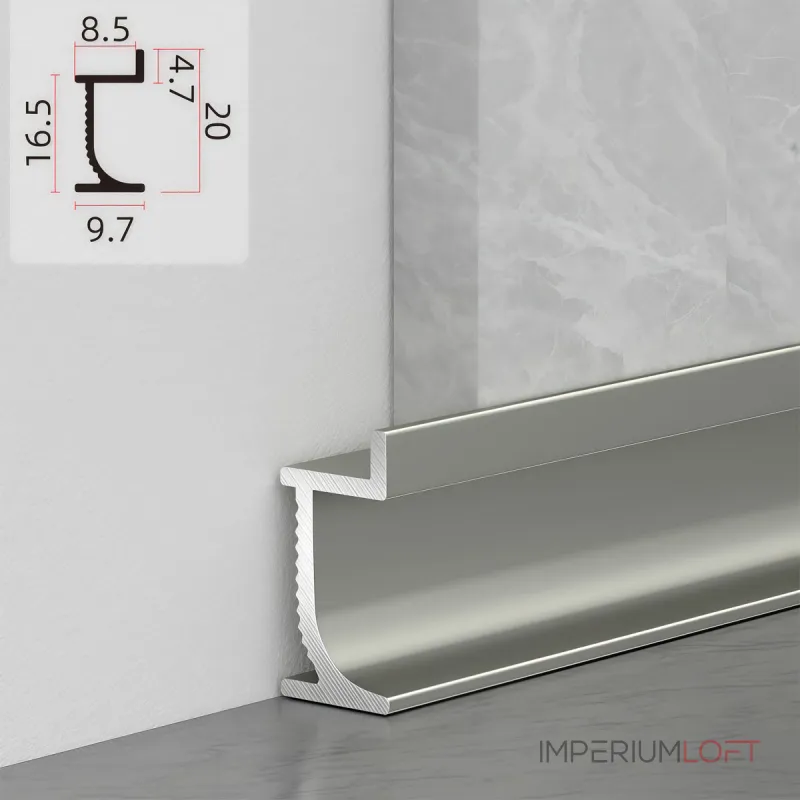 Теневой профиль-плинтус алюминиевый для панелей 8 мм шампань 6127-88 от KBOOS Теневой профиль-плинтус алюминиевый для панелей 8 мм шампань 6127-88 от KBOOS