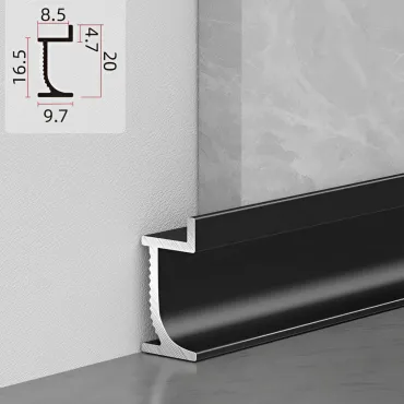 Теневой профиль-плинтус алюминиевый для панелей 8 мм черный 6123-88 Теневой профиль-плинтус алюминиевый для панелей 8 мм черный 6123-88