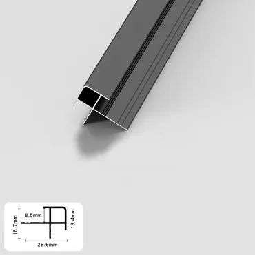 Профиль угловой внешний алюминиевый для панелей 8 мм черный 5769-88 Профиль угловой внешний алюминиевый для панелей 8 мм черный 5769-88