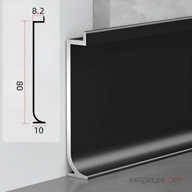 Универсальный профиль-плинтус алюминиевый для панелей 8 мм черный 6151-88 от KBOOS Универсальный профиль-плинтус алюминиевый для панелей 8 мм черный 6151-88 от KBOOS