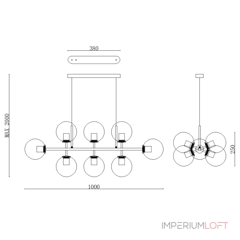 Подвесная люстра Staggered Glass Chandelier 8 Подвесная люстра Staggered Glass Chandelier 8