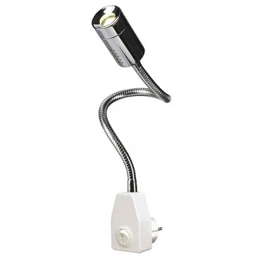 DIO FLEX PLUG LED светильник с вилкой, выключателем и LED 1Вт (3.77Вт), 3000K, 80lm, хром/ белый