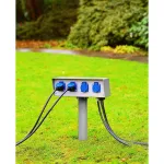 ENERGY-PACK блок подключения на 4 розетки 230B/16A, IP54, шток в грунт 50 см, серебристый от ImperiumLoft
