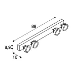 KALU 4 LONG LED светильник накладной с COB LED 60Вт, 3000К, 4000лм, 60°, белый/ черный