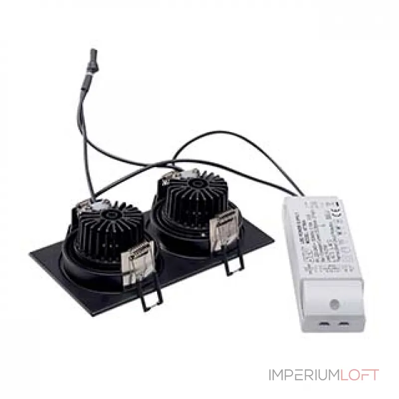NEW TRIA LED 2 SQUARE SET, свет-к с COBLED 2х 6.2Вт, 3000K, 38°, 1200lm, с блоком питания, черный