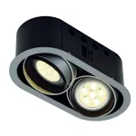 AIXLIGHT® PRO, 2 FLAT FRAME ROUND корпус с рамкой для 2-х светильников MODULE, серебристый/ черный