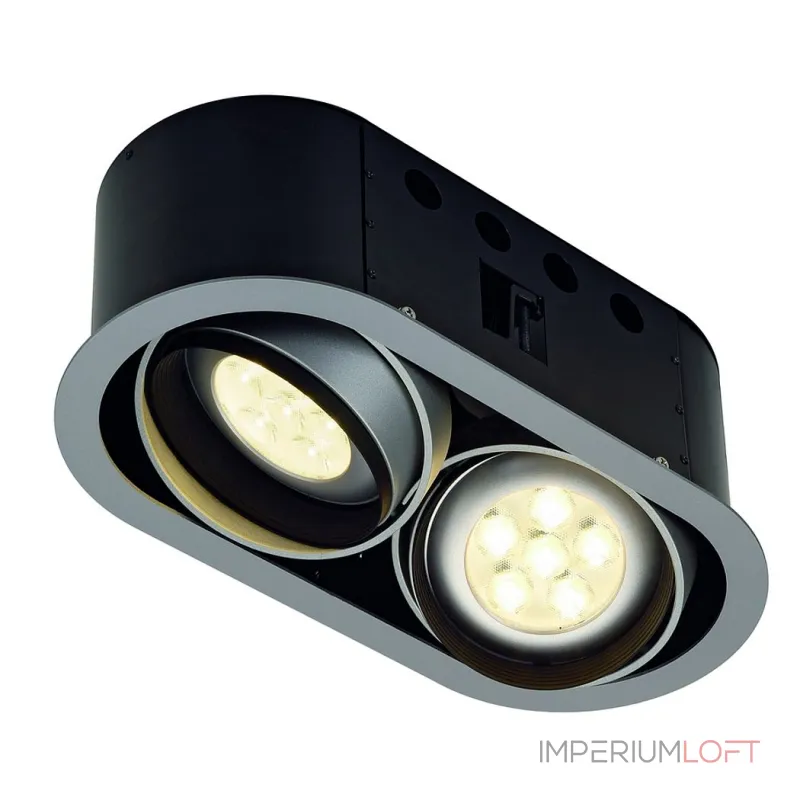 AIXLIGHT® PRO, 2 FLAT FRAME ROUND корпус с рамкой для 2-х светильников MODULE, серебристый/ черный