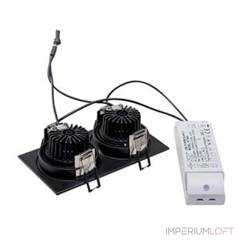 NEW TRIA LED 2 SQUARE SET, свет-к с COBLED 2х 6.2Вт, 2700K, 38°, 1200lm, с блоком питания, черный