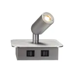 NAPIA светильник настенный с PowerLED 2х1.5Вт (3.8Вт), 3000К, вверх 82lm, спот 95lm, матир. алюминий
