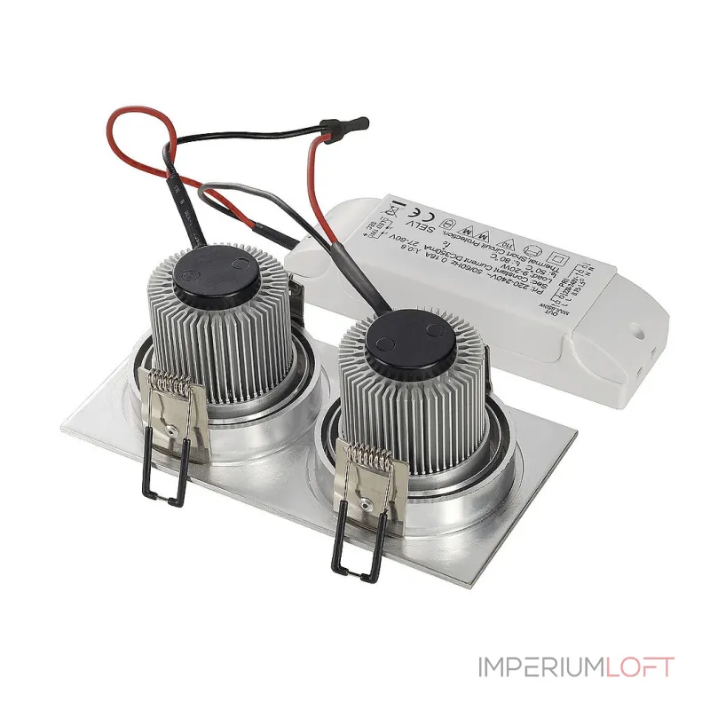 NEW TRIA LED 2 SQUARE SET, свет-к с COBLED 2х 6.2Вт, 3000K, 38°, 1200lm, с блоком питания, алюминий