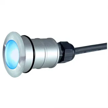 POWER TRAIL-LITE ROUND светильник встраив. IP67 c синим PowerLED 1Вт, сталь/ стекло матовое