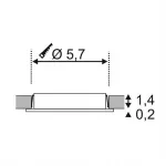 DL 126 LED светильник встраиваемый с 6 SMD LED, 2.8Вт, 2700K, 160lm, 90°, 12B=, матированный металл