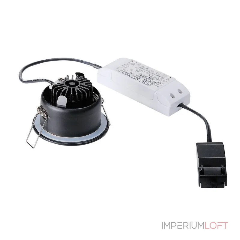 OUT 65 ROUND LED SET, светильник IP65 встраив. с LED 9(12)Вт, 38°, 3000K, 460lm, с БП, черный