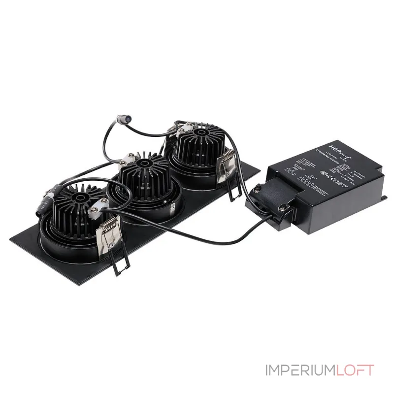 NEW TRIA 3 DL SET светильник с 3 COB LED по 6Вт (30Вт), 2700К, 2300lm, 38°, с блоком питания, черный
