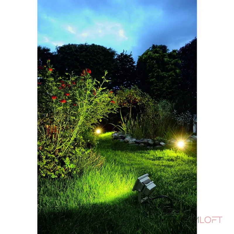 LED OUTDOOR BEAM 10W светильник IP65 с COB LED 10Вт (12.8Вт), 3000K, 750lm, 100°, серебристый
