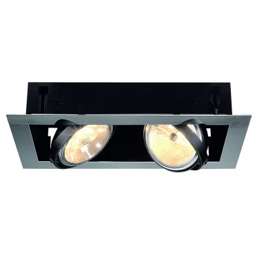 AIXLIGHT® FLAT DOUBLE QRB111 (H-15cm!) свет-к встр. для 2-x ламп QRB111 по 50Вт макс, хром/ черный