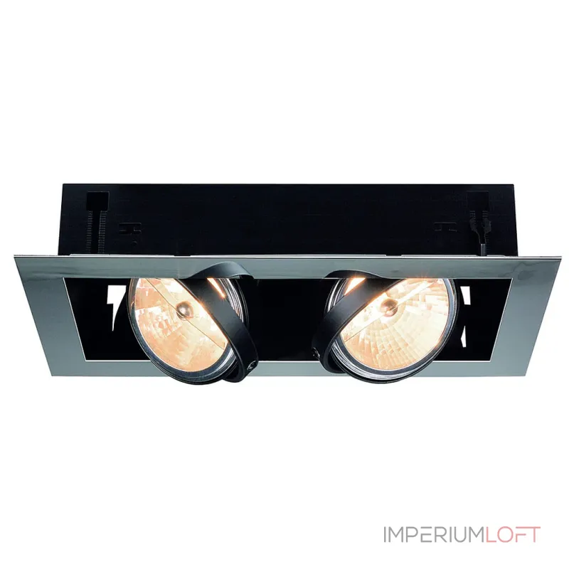 AIXLIGHT® FLAT DOUBLE QRB111 (H-15cm!) свет-к встр. для 2-x ламп QRB111 по 50Вт макс, хром/ черный