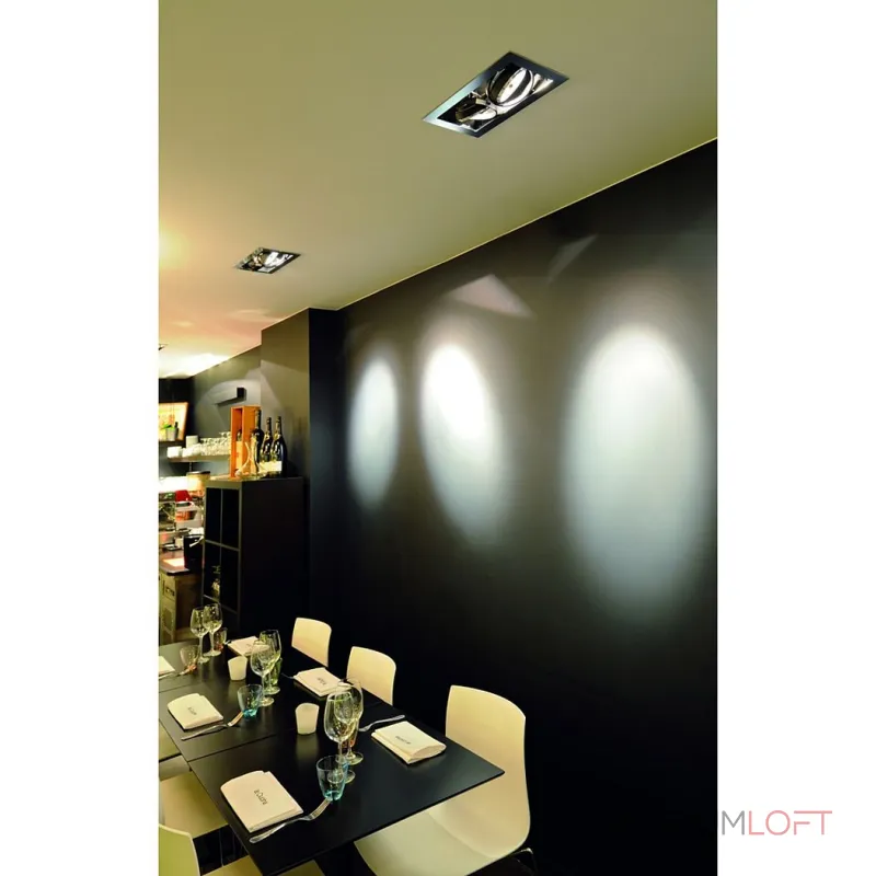 AIXLIGHT® FLAT DOUBLE QRB111 (H-15cm!) свет-к встр. для 2-x ламп QRB111 по 50Вт макс, хром/ черный