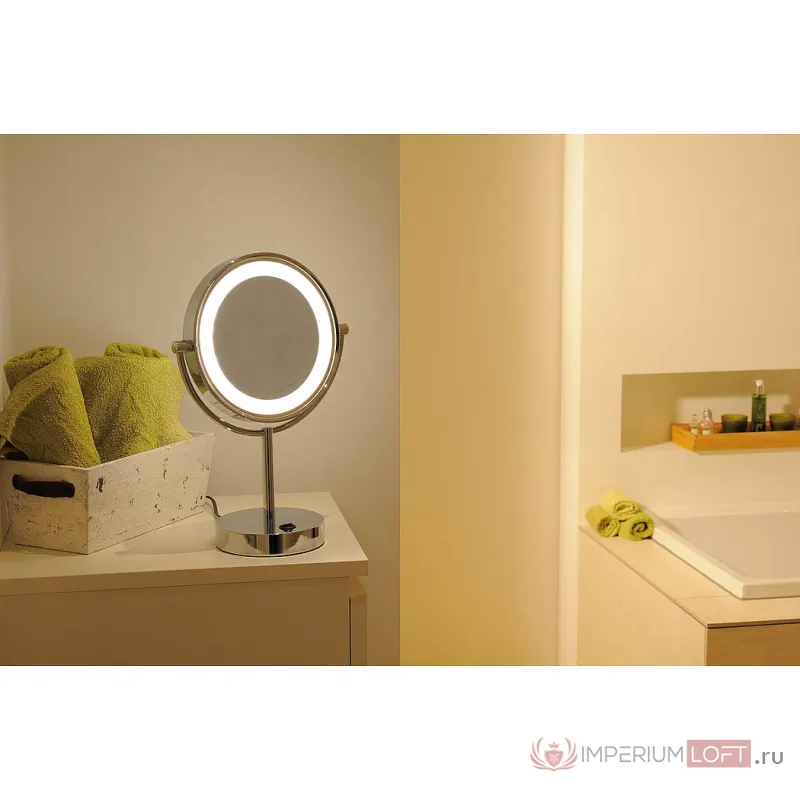 VISSARDO TL настольное косметическое зеркало с подсветкой LED 5.71Вт, 3000K, 130lm, хром от ImperiumLoft