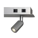 NAPIA TWIN светильник настенный с LED 16.6Вт, 3000К, вверх 470lm, спот 2x 95lm, матир. алюминий