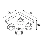 KALU 4 SQUARE LED светильник накладной с COB LED 60Вт, 3000К, 4000лм, 24°, черный
