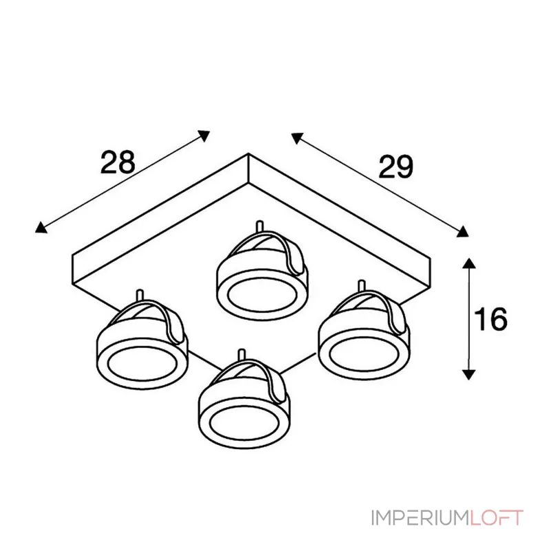 KALU 4 SQUARE LED светильник накладной с COB LED 60Вт, 3000К, 4000лм, 24°, черный