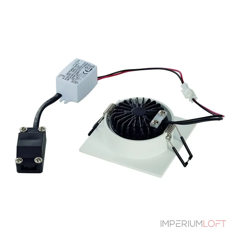 NEW TRIA LED DL SQUARE SET, светильник с COB LED 3Вт, 3000K, 38°, 300lm, с блоком питания, белый