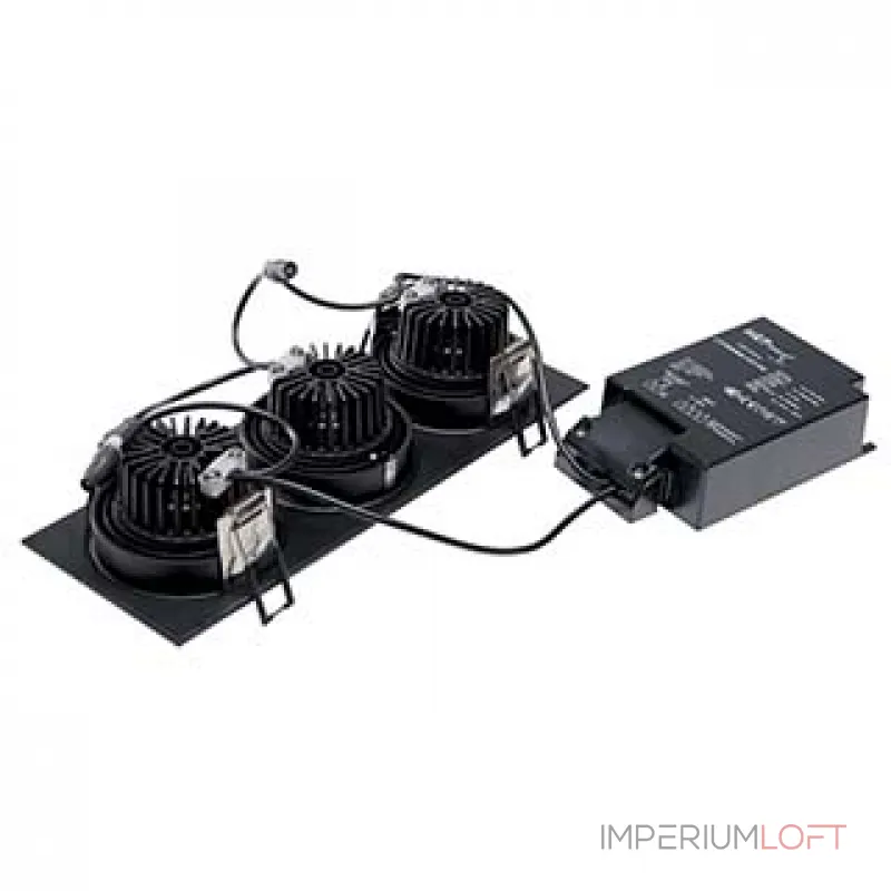 NEW TRIA 3 DL SET светильник с 3 COB LED по 6Вт (30Вт), 3000К, 2400lm, 38°, с блоком питания, черный