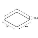 MEDO 60 SQUARE LED светильник накладной с LED 39Вт, 3000К, 3300лм, диммируемый 1-10В, серебристый