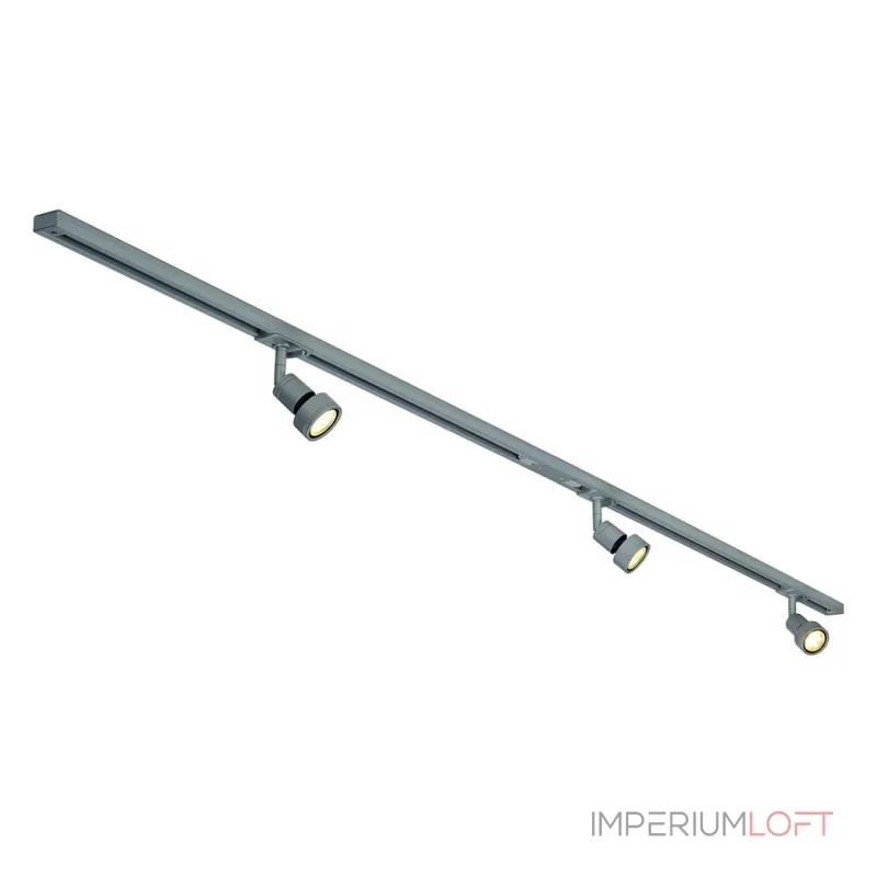 1PHASE-TRACK, комплект из 2-х шинопров. 1м, 3-х свет-ков PURI с LED 4.3Вт, аксессуаров, серебристый