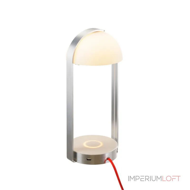 BRENDA TL-2 свет-к настольный с LED 5.4Вт, 3000K, 460lm, USB, беспроводная зарядка, алюминий/белый
