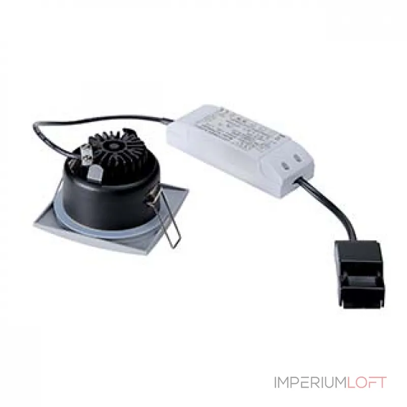 OUT 65 SQUARE LED SET, светильник IP65 встраив с LED 9(12)Вт, 38°, 3000K, 460lm, с БП, серебристый