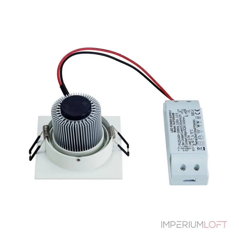 NEW TRIA LED DL SQUARE SET, светильник с COBLED 6.2Вт, 3000K, 38°, 625lm, с блоком питания, белый