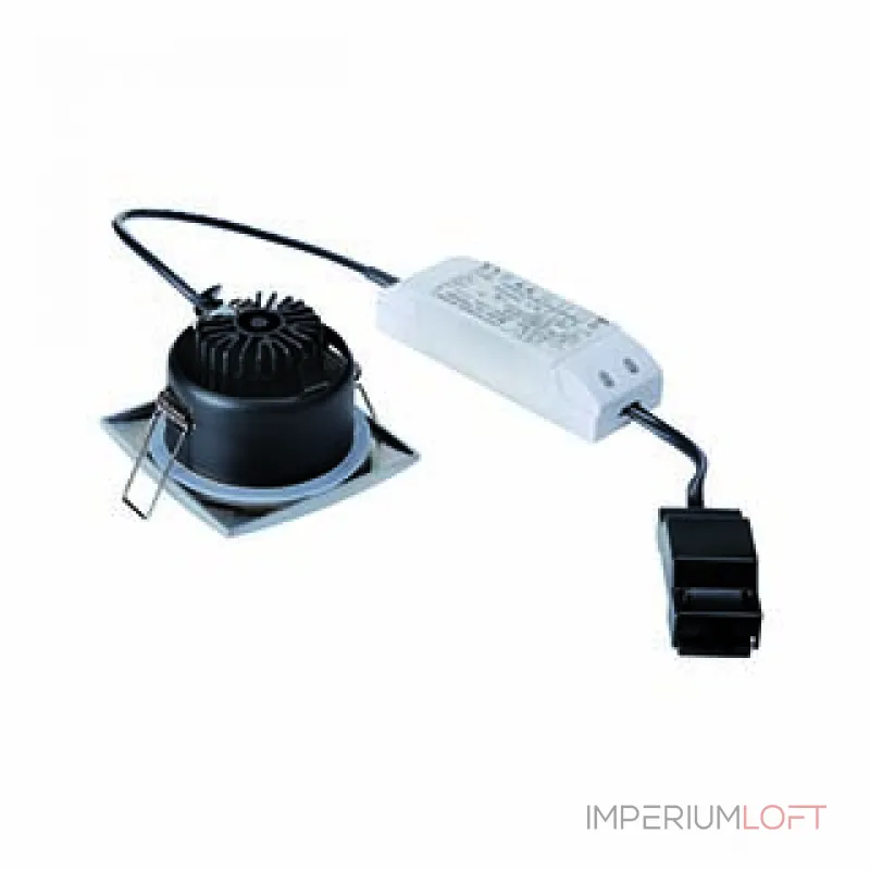 OUT 65 SQUARE LED SET, светильник IP65 встраив с LED 9(12)Вт, 38°, 3000K, 460lm, с БП, титан
