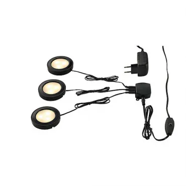 UTIX SET, набор из 3х светильников (накл/встр) с LED по 2.2Вт (8.2Вт), 3000K, 3x150lm, с БП, черный
