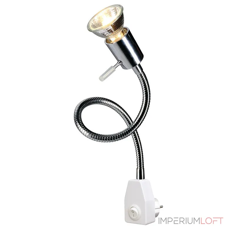 DIO FLEX PLUG GU10 светильник с вилкой и выключателем для лампы GU10 50Вт макс., хром / белый DIO FLEX PLUG GU10 светильник с вилкой и выключателем для лампы GU10 50Вт макс., хром / белый