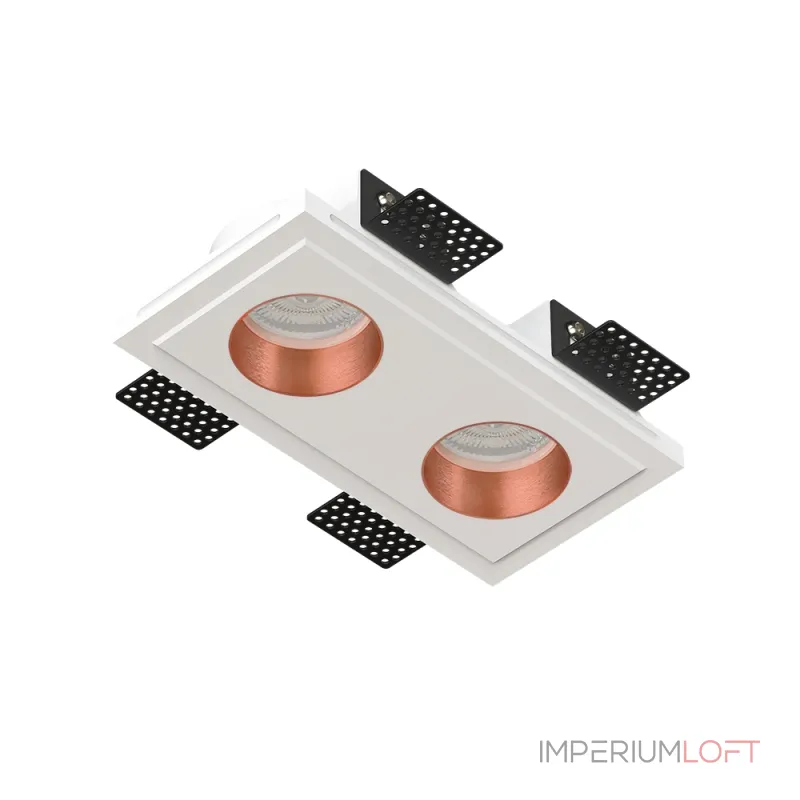 Встраиваемый потолочный гипсовый светильник QUASAR 55 DUO FLAT COPPER SN 210