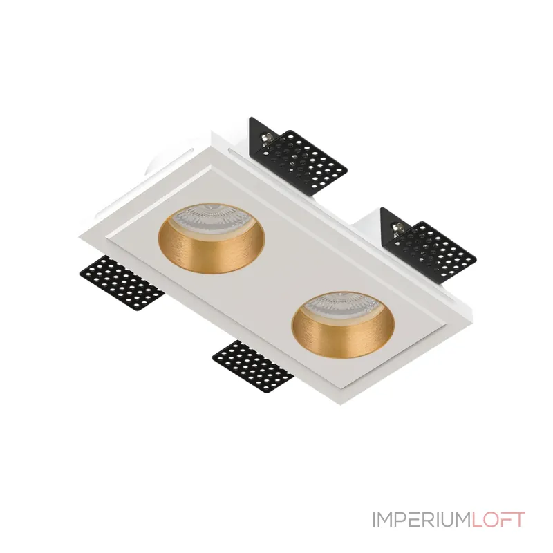 Встраиваемый потолочный гипсовый светильник QUASAR 55 DUO FLAT BRASS SN 211