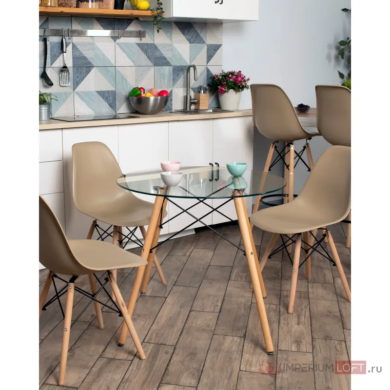 Стол Eames DSW NEW D80 стеклянный Stool Group УТ000039068 от ImperiumLoft