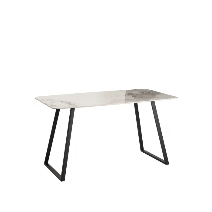 Стол обеденный Vermont 140*80 см керамика светлая ножки черные Stool Group УТ000040513 от ImperiumLoft