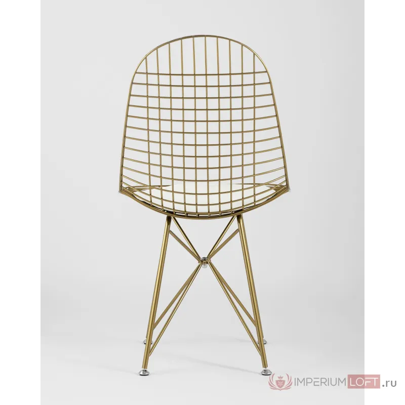 Стул обеденный Eiffel золотой с белой подушкой 4 шт Stool Group УТ000037507 от ImperiumLoft