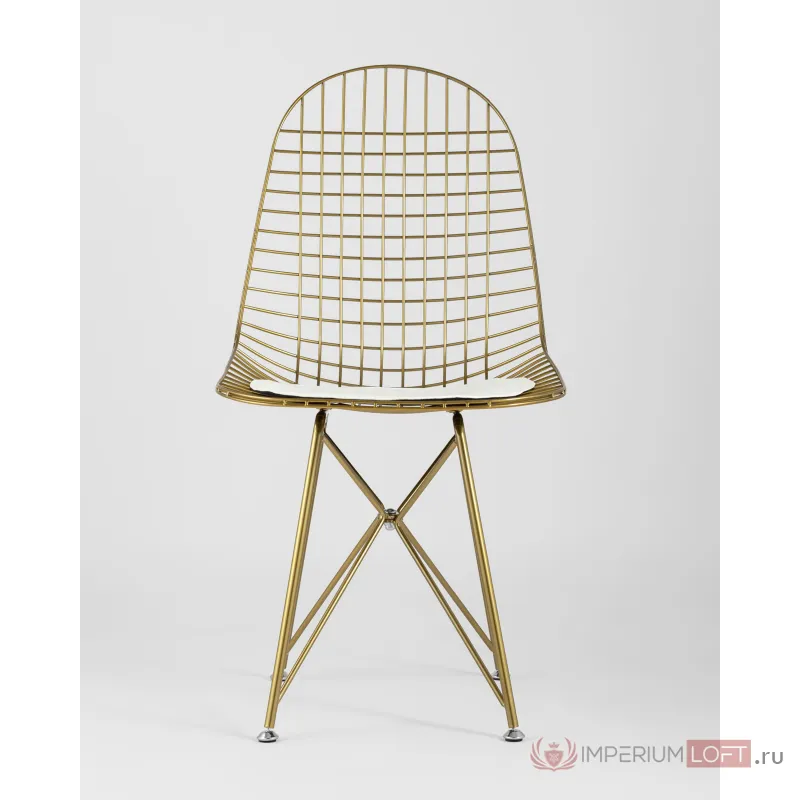 Стул обеденный Eiffel золотой с белой подушкой 4 шт Stool Group УТ000037507 от ImperiumLoft
