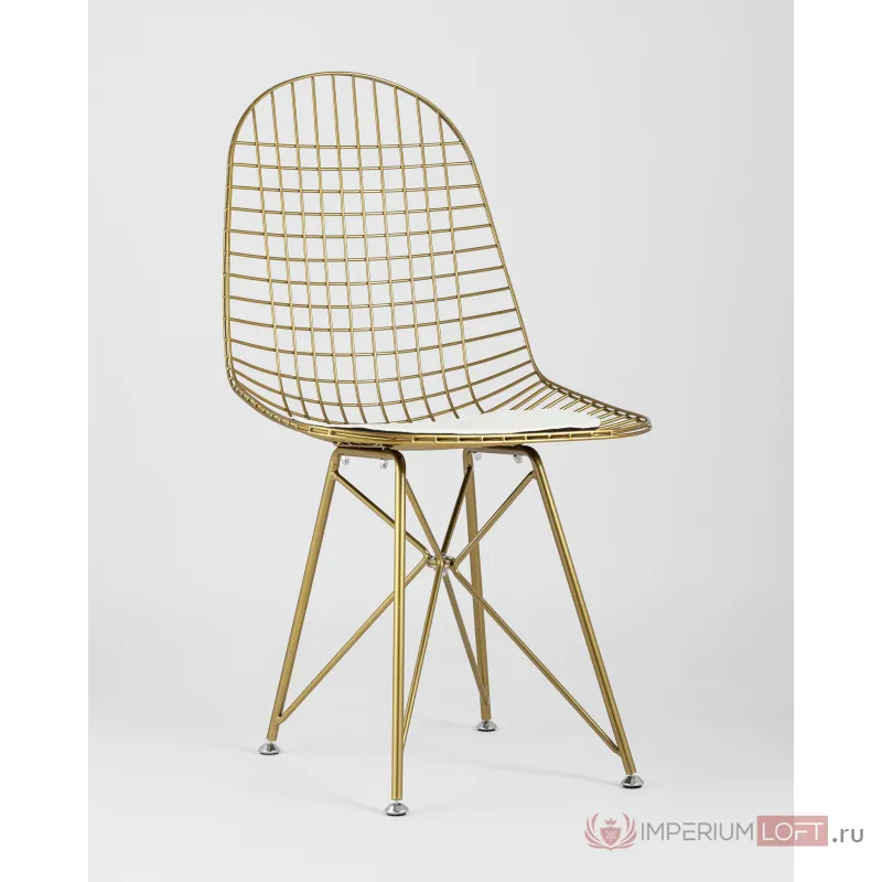 Стул обеденный Eiffel золотой с белой подушкой 4 шт Stool Group УТ000037507 от ImperiumLoft